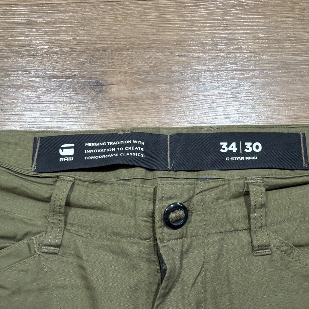 G-Star Raw 3D Straight Tapered Cargo Ripstop Pants Men's 34 x 30 Olive & Gray - Picture 4 of 11